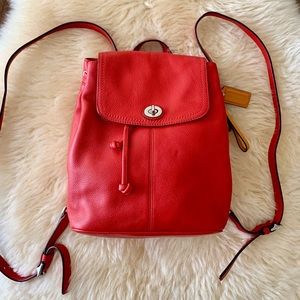 Coach Park Signature Leather Backpack red/orange